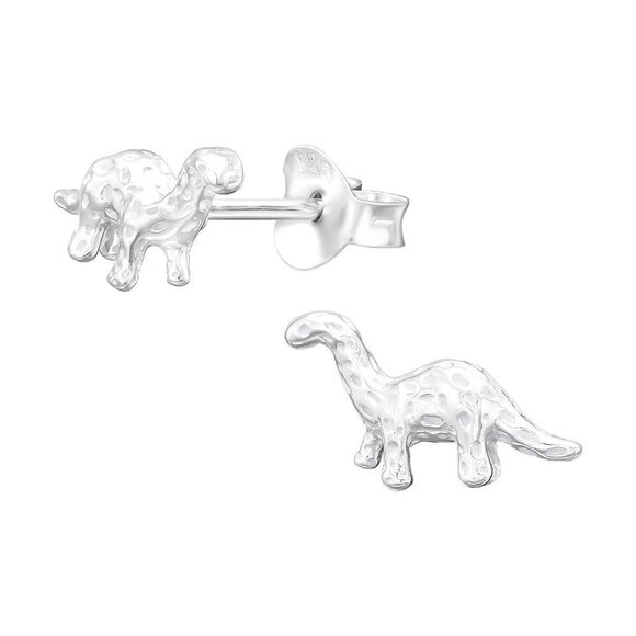 Sterling Silver Simple Stud Dinosaur Earrings - Picture 1 of 8